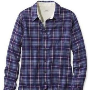LL Bean Women’s Fleece Lined Flannel Shirt Plaid